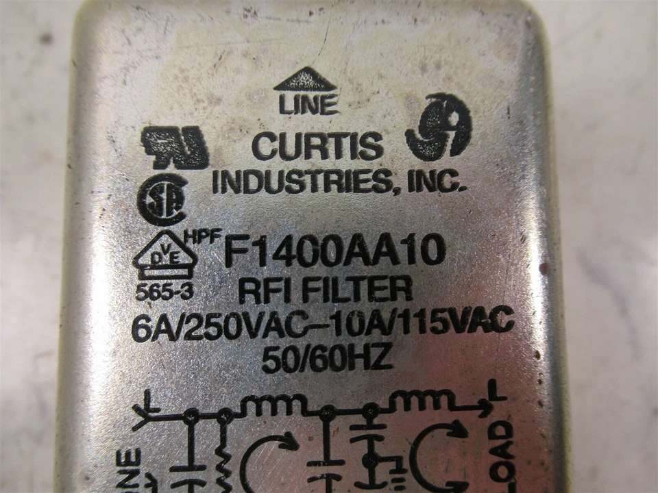Curtis Industries F1400AA10 RFI Filter 6A/250VAC-10A/115VAC 50/60Hz - Image 2 of 4