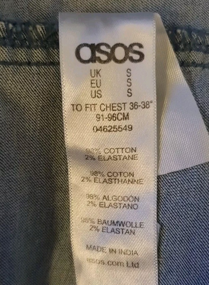 Mens ASOS Denim Shirt Size S Short Sleeve 32" Chest eBay