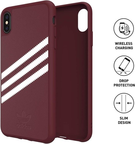 Genuine Adidas 3-Stripe Leather Snake Pattern Snap Case For iPhone XS Max - Picture 6 of 8