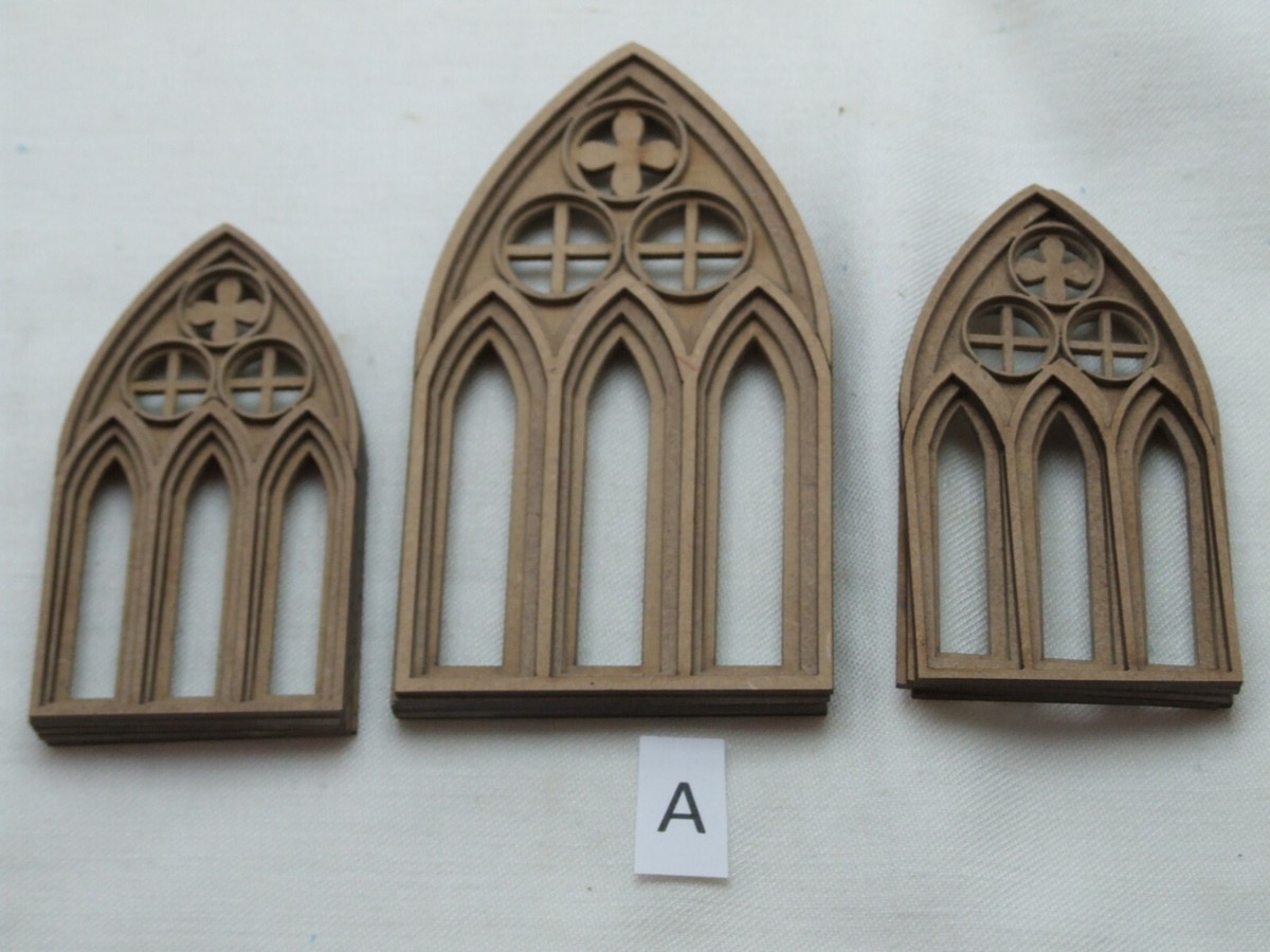 Miniature Model Multi-Part 3D Gothic Windows Various Options