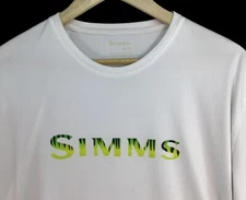 Simms Solarflex Long Sleeve Fishing Shirt Men's XL White Multicolor Logo