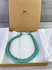 Chloe & Isabel Green Braided W/ Rhinestones Necklace and Original Box