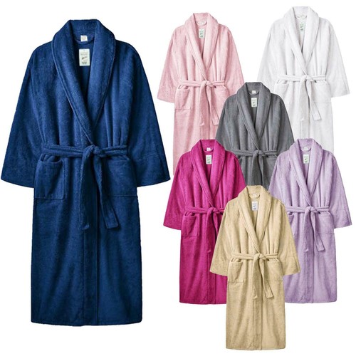 Luxury Mens Ladies Terry Toweling Bathrobe Unisex 100 Soft Cotton