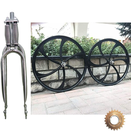 DONSP1986 26" Bike Spring Fork Silver, 1" Threaded & Wheel set Rim w/Freewheel - Picture 5 of 61