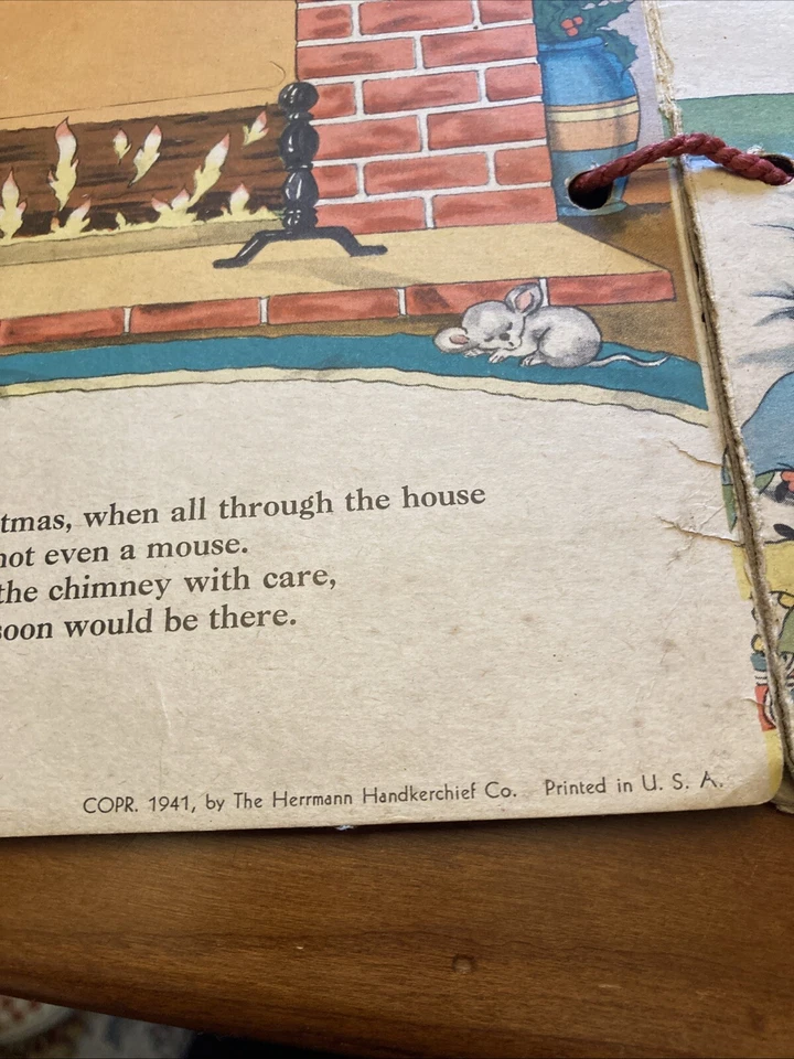 1941 Vintage The Night Before Christmas Hankies Book Illustrated No Hankies - Image 3 of 4