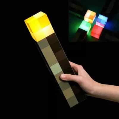 Minecraft Game Torch Lamp Led Night Light Home Decors USB Rechargeable Kids Gift