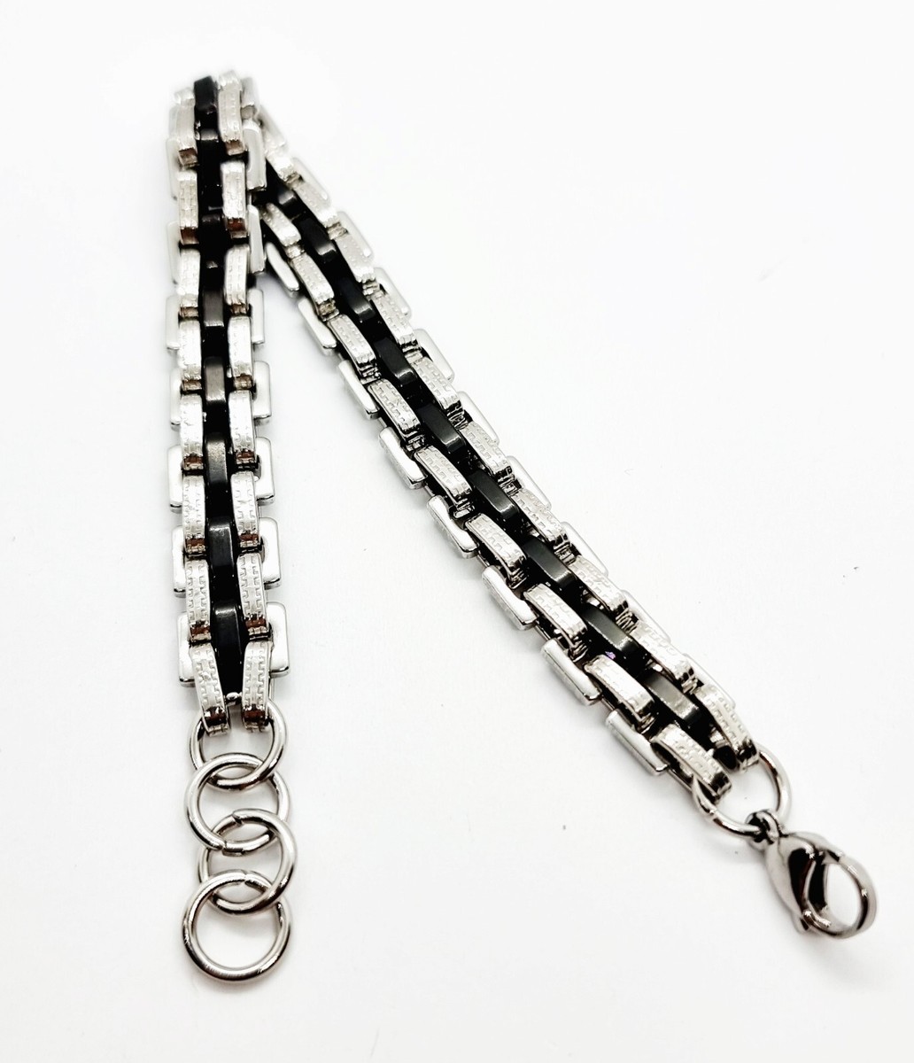 OIDEA Bracciale Uomo A Maglia Barbazzale – Catenina In Acciaio Inossidabile, Colori Nero, Argento, Oro, Ipoallergenico, Regalo Punk Rock