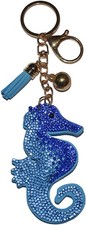 Blue Seahorse Keychain for Women and Girls Rhinestone Purse Charms Bling...