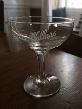 Antique Vintage Pub Glass Champagne Saucer Etched Walker's Glasgow Brewery?