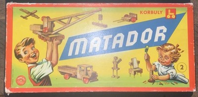 Matador 2 Korbuly Baukasten 1960er-Jahre nicht kompletter Holzbaukasten