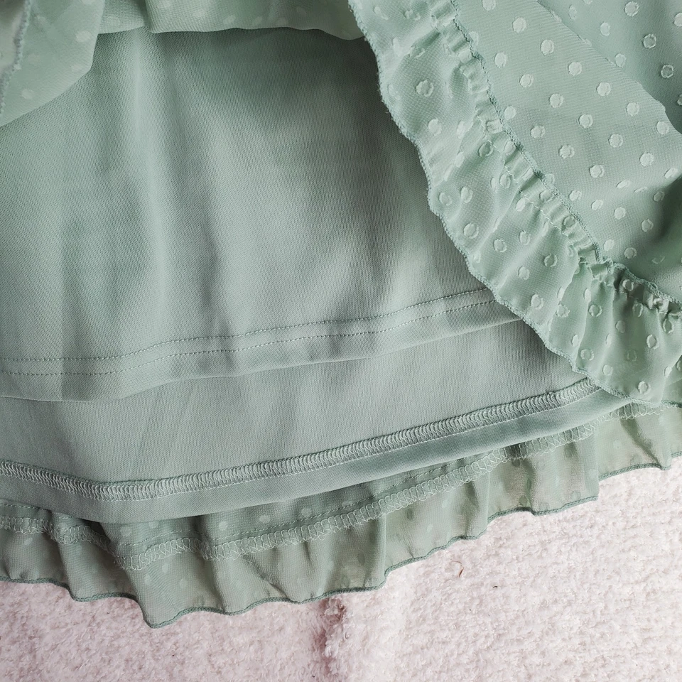 Vestido Babydoll Para Mujer Y2K Medio Verde Volantes Cottagecore Mori Kei Coquette Foto 4 de 4