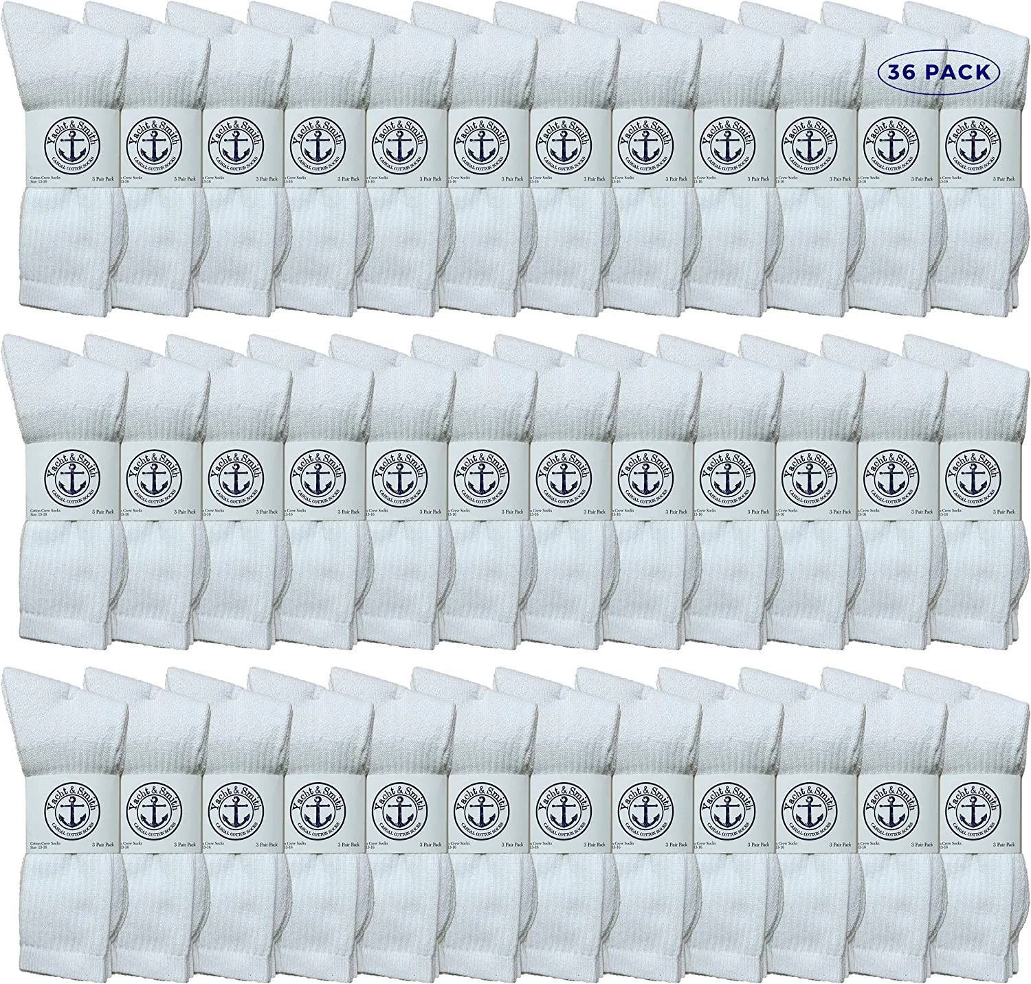 36 PK Mens King Size Premium Cotton Crew Socks White Size 13-16 -Mens Crew Socks
Opens in a new wind