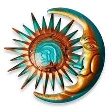 G128 Sun and Moon Metal Wall Sculpture Statues Art Decor Indoor Outdoor