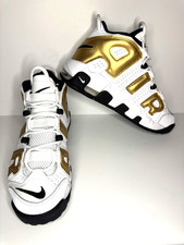 Nike Air More Uptempo White/Gold/Black sz 7 Y IO7601-171