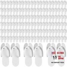 100 Pairs Disposable Pedicure Slippers Bulk EVA Disposable Flip Flops White