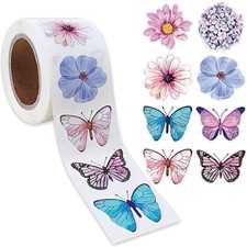 100-500pcs Self Adhesive Butterfly Flowers Stickers For Crafts Gift Boxes Baking
