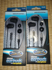 NEW 2 pairs Solaray Stereo wired Earbuds with Microphone 3.5mm Jack Black