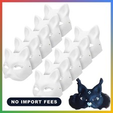 10PCS Cat Masks - White Therian Masks for Masquerade, Halloween, Kids Cosplay