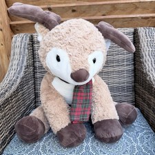 North Pole Trading Co Jumbo Reindeer Plush20" Stuffed Animal Plaid Scarf Holiday