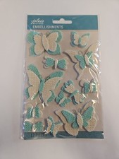 Butterflies Dimensional Scrapbooking Stickers Jolee's White Blue Burlap 12 Piece