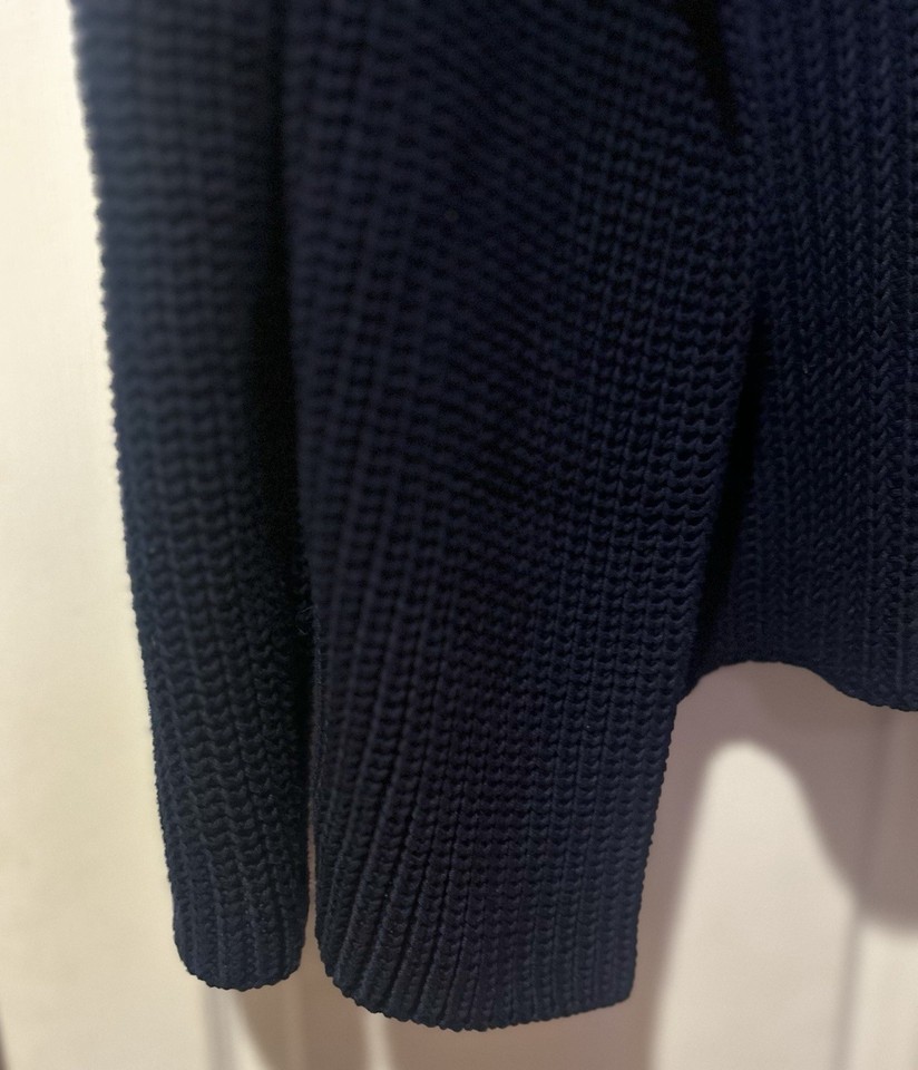 Women's Talbots Blue Chunky Knit WideShawl Collar Open Sweater Size ...