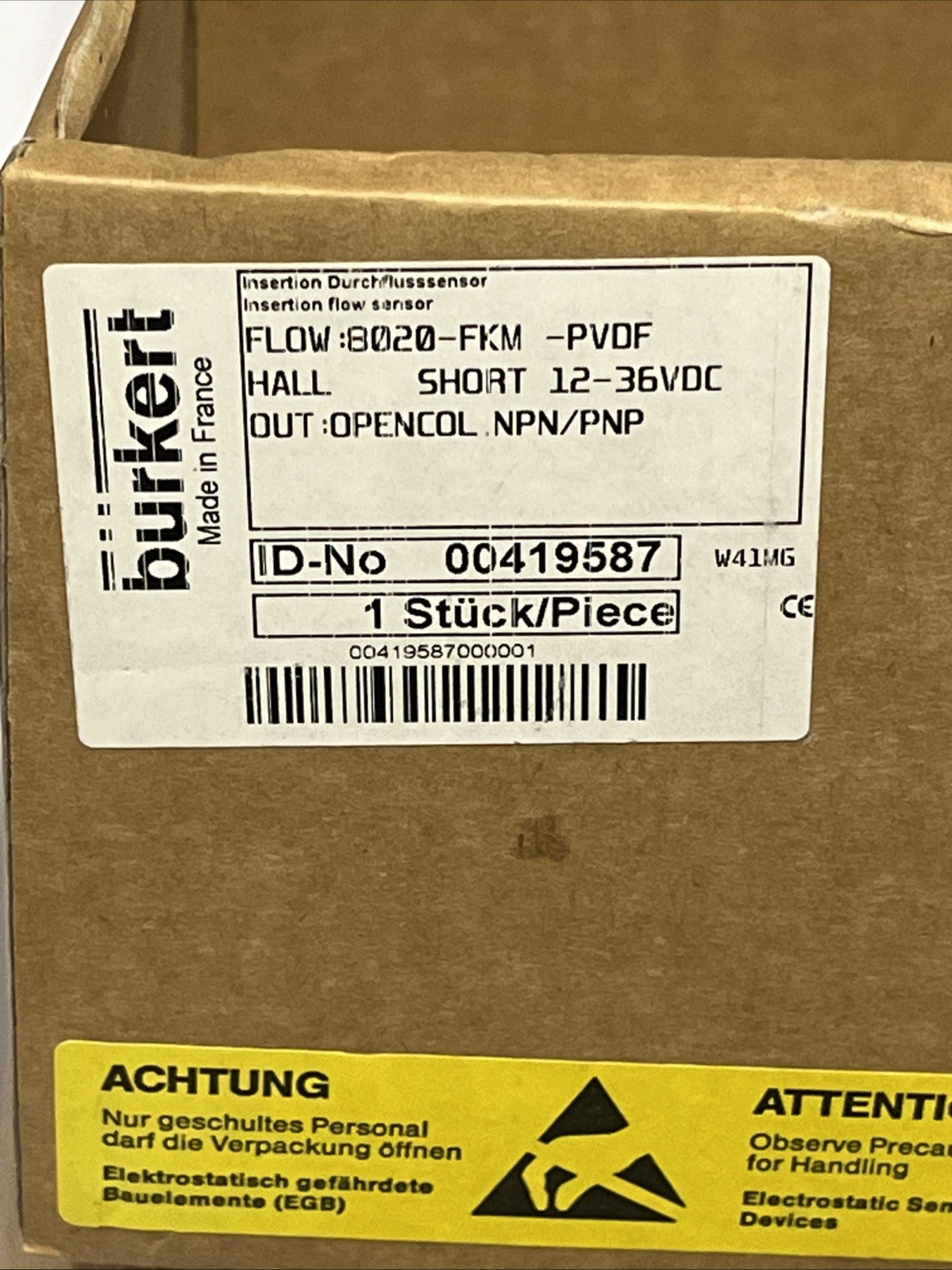 1pcs NEW Burkert 8020-FKM-PVDF 12-36V flow sensor 00419587