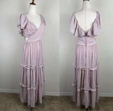Francesca’s The Limelight Maxi Dress Size M Pink Ruffle Tiered Cocktail Ethereal