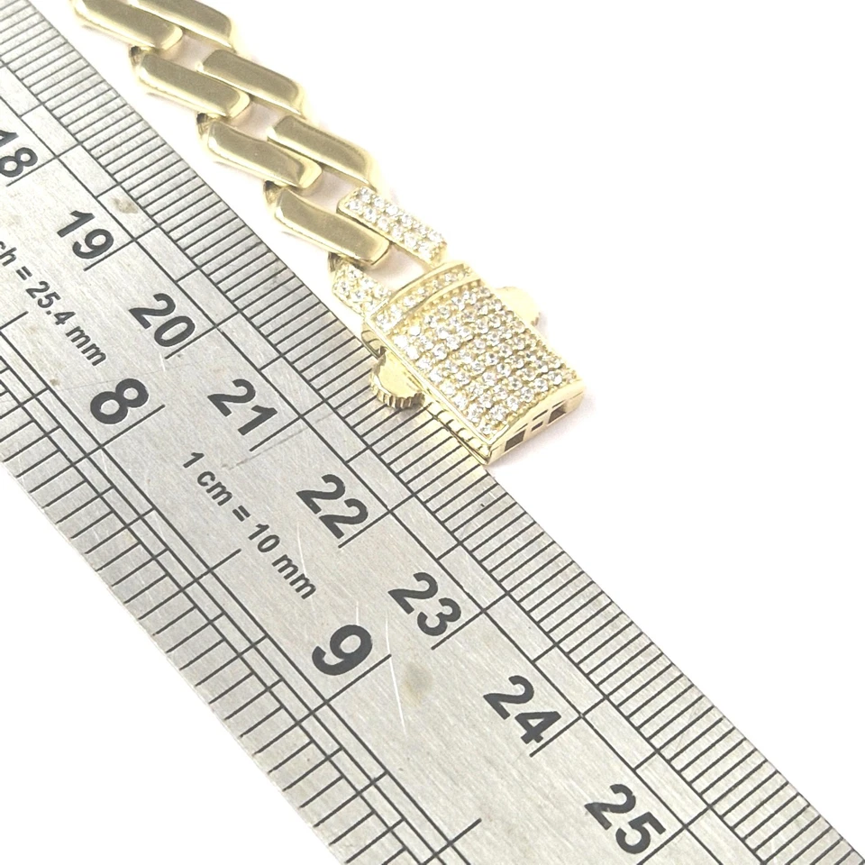 Браслет обочины из золота 9 карат с белым цирконием с клеймом длина 22 см 15,7 г - Изображение 3 из 4