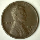 1913 D Lincoln Wheat Cent Coin 1c US Penny FINE Circulated Denver Mint Red/Brown