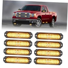 1200T Emergency Strobe Grille Lights: 8pcs 12 LED Sync Feature Safety Amber