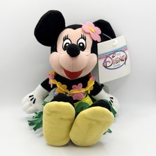 Disney Store Hula Minnie Mouse Bean Bag Plush Hawaii Tropical Collectible w Tags