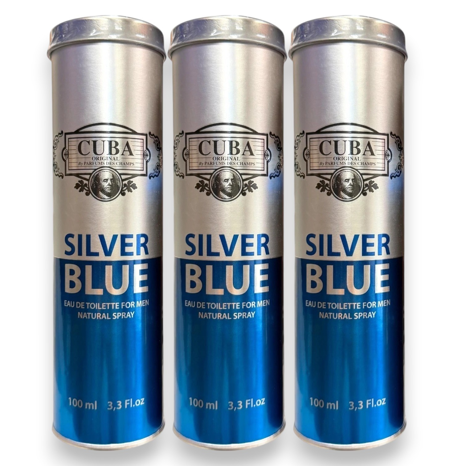 3X Cuba Silver Blue by Fragluxe EDT Eau De Toilette Spray 33 oz Men LOT OF 3 9190₽