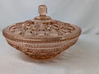 Vintage Pink Indiana Depression Glass Candy Dish With Lid Diamond Pattern USA