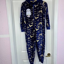 Harry Potter Hogwarts Hedwig Pjs All In One Pajamas Kids Size 10/11 Union Suit