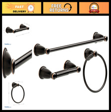 3-Piece Oil Rubbed Bronze Bathroom Set - Towel Rack, Ring  Toilet Paper Holder