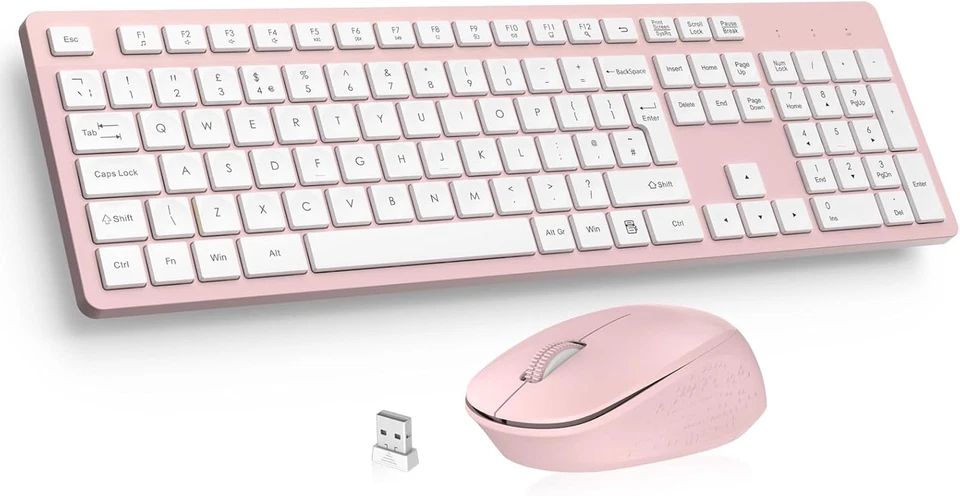 Wireless Keyboard and Mouse Combo, Ergonomic Design, Pink - Image 1 of 1