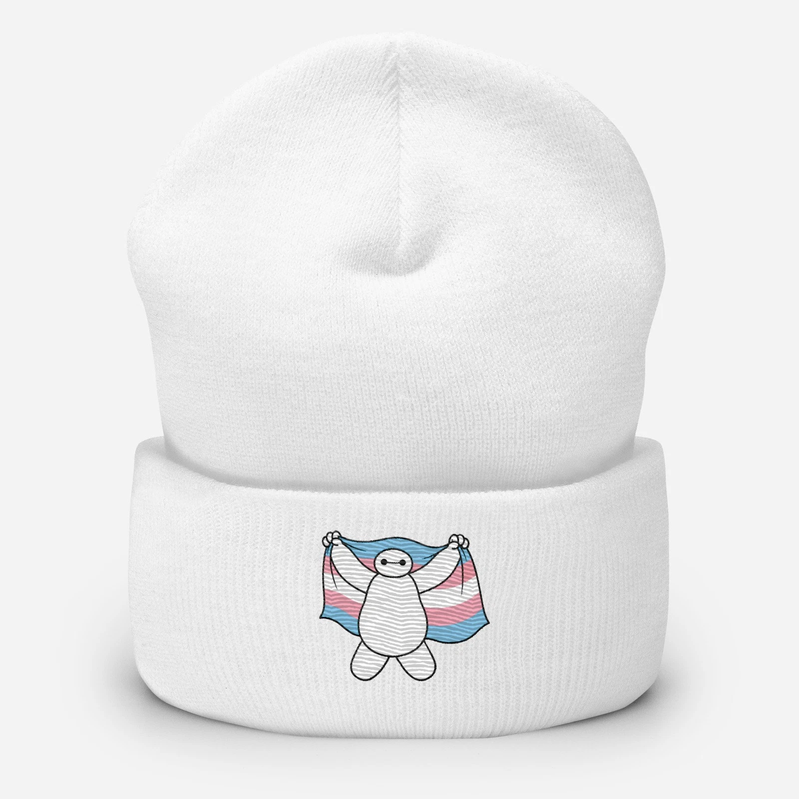 Baymax Trans Flag Pride Beanie Unisex Embroidered Winter Big Hero 6 LGBTQ Hat