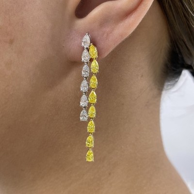 14K Gelbgold Ohrhänger 5,2ct Birne Labcreated Diamant F/VS Geschenk für Frauen