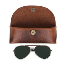 Leather Sunglasses Case Genuine Eyeglass Holder Reading Glasses Protector Vin...