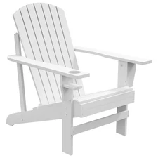 Outdoor Patio Lawn Chair w Cup Holder Weather Resistant, Classic for Deck White