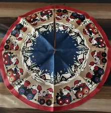 VTG Mid Century Scandinavian Sandvika Veveri Burlap Tree Skirt Norway Signed