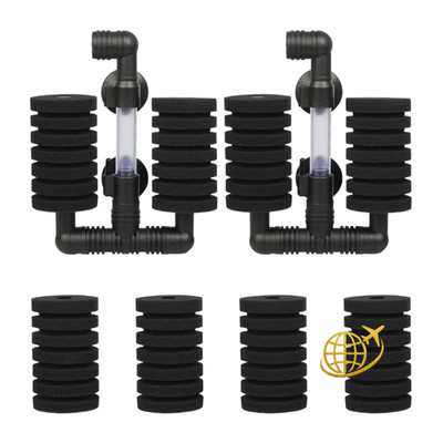 Schwammfilter Aquarium Set 2 Stück Luftheber Biologische Filterung 4 Ersatzsch