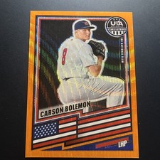 2026 Panini Stars & Stripes Carson Bolemon ORANGE WAVE PRIZM SP - #'d 71/75 (M1)