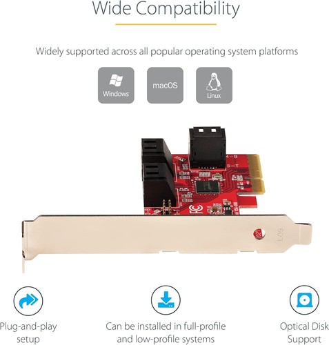 StarTech.com SATA PCIe Card - 6 Port PCIe SATA Expansion Card - 6Gbps - Low/Full - Photo 5/7