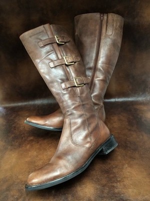 ECCO Hobart Womens Brown Leather Side Zipper Riding Equestrian Boot Sz 9 /40