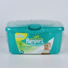 Pampers Natural Clean SEALED Baby Wipes Pop Up Container 72 DRIED OUT