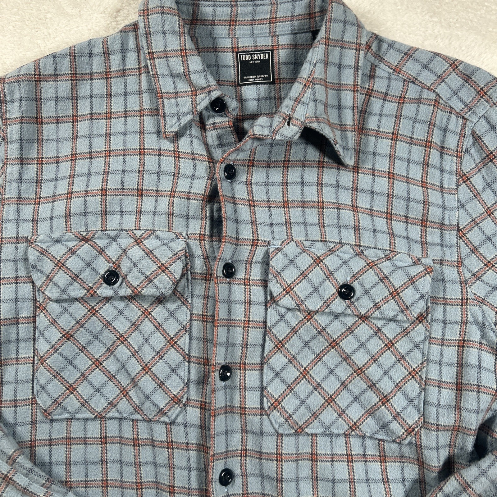 Todd Snyder Button Down Collar Checked Shirt Blue… - image 2