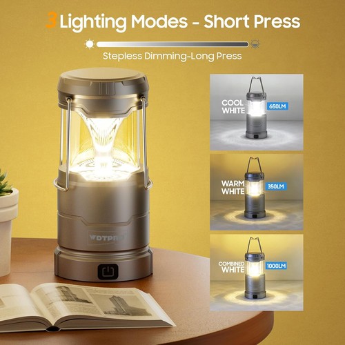 2 Pack Rechargeable Collapsible Camping Lantern 65 LED 3 Modes Waterproof - Picture 3 of 9