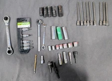 Mixed Lot of Mechanic Tools - Husky Sockets, Greenlee Ratchet, Wrenches