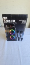 T-08 Karaoke Multifunctional Speaker, Multicolor Lights, Two Microphones, Black